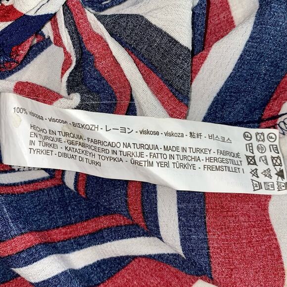 Zara Nautical Red White Blue Striped Drape Tie Waist V-Neck Top Size Small - Picture 8 of 12